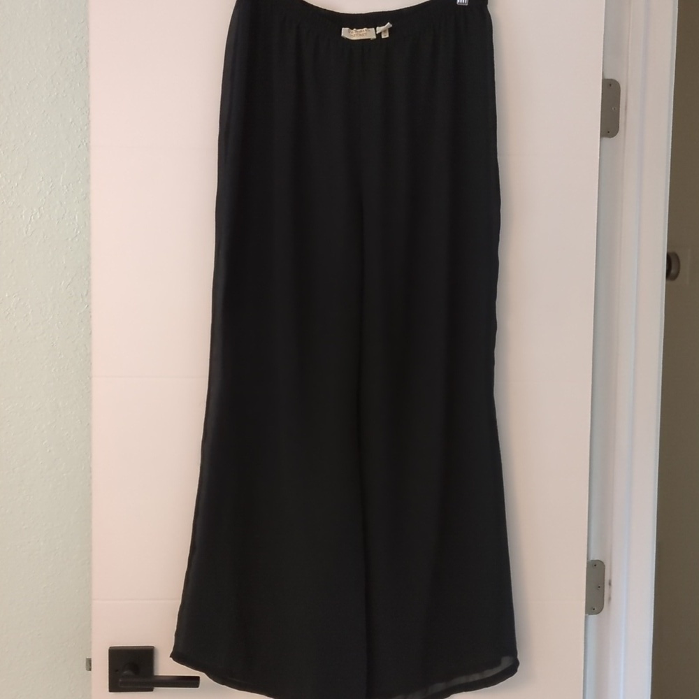Victoria's Secret Gold label Vintage sheer black PJ pants wide leg size Large